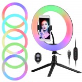LED gyűrüs RGB körlámpa tripod állvánnyal