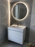 LED Mirror Studio LED tükör kerek 80 cm homok fújt sávval