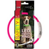 Led nylon nyakörv Dog Fantasy - rózsaszín, 45cm