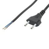 LEDIUM 2 eres szerelt vezeték dugvillával, 2x0,75 mm2, fekete, 2 m, kapcsoló nélkül