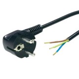 LEDIUM 3 eres szerelt vezeték dugvillával, 3x0,75 mm2, fekete, 1,5 m, földelt, max 6A