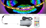 LEDMASTER 2,5 méteres 150 LED-es IP65 futófény DRGB LED szalag szett RF 21 gombos távirányítós vezérlővel, 12 Voltos adapterrel