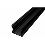LEDmaster Felületre szerelhető aluprofil, mély, opál fedéllel, 1 méteres szál fekete színben