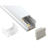 LEDmaster Felületre szerelhető aluprofil, mély, opál fedéllel, 2 méteres szál