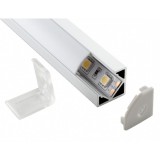 LEDmaster Sarok aluprofil, normál opál fedéllel, 2 méteres szál