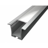 LEDmaster Süllyeszthető aluprofil, mély, opál fedéllel, dupla soros, gipszkartonhoz, 2 méteres szál