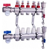 LEDNET Fűtési osztó-gyűjtő 5 körös áramlásmérős fűtési elosztó eurokónusz csatlakozóval