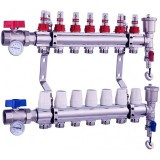 LEDNET Fűtési osztó-gyűjtő 7 körös áramlásmérős fűtési elosztó eurokónusz csatlakozóval