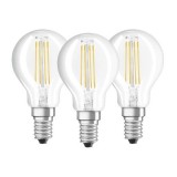 Ledvance Osram Base átlátszó üveg búra/4W/470lm/4000K/E14 LED kisgömb izzó 3 db