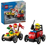 LEGO® (60458) City - Pizzásautó vs. tűzoltóautó, versenyautós csomag