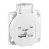 LEGRAND 057669 P17 Tempra háztartási aljzat, fehér IP44