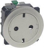 LEGRAND 067167 Céliane 2P+F dugalj csatlakozóaljzat, falsíkba illeszkedő titán betéttárcsával, gyermekvédelemmel, rugós bekötéssel