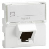LEGRAND 076505 Program Mosaic RJ 45 informatikai csatlakozóaljzat, 1 x RJ 45 árnyékolt (FTP) Cat.6, 2 modul széles, 45°-ban döntött aljzattal, fehér