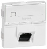 LEGRAND 076508 Program Mosaic RJ 45 informatikai csatlakozóaljzat, 1 x RJ 45 árnyékolt (STP) Cat.6A, 2 modul széles, 45°-ban döntött aljzattal, fehér