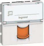 LEGRAND 076523 Program Mosaic RJ 45 informatikai csatlakozóaljzat, 1 x RJ 45 árnyékolt (FTP) Cat.6, 2 modul széles, narancssárga redőnnyel, fehér
