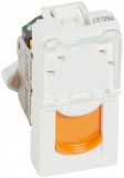 LEGRAND 076527 Program Mosaic RJ 45 informatikai csatlakozóaljzat, 1 x RJ 45 árnyékolatlan (UTP) Cat.6A, 1 modul széles, narancssárga redőnnyel, fehér