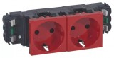 LEGRAND 077412 Program Mosaic 2x2P+F DLP aljzat, sínezett, rugós, piros