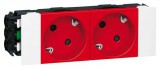 LEGRAND 077422 Program Mosaic 2x2P+F DLP aljzat reteszelt, sínezett, rugós, piros