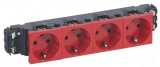 LEGRAND 077424 Program Mosaic 4x2P+F DLP aljzat reteszelt, sínezett, rugós, piros