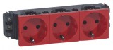 LEGRAND 077613 Program Mosaic 3x2P+F DLP aljzat, sínezett, csavaros, piros