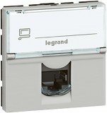 LEGRAND 079492 Program Mosaic RJ 45 informatikai csatlakozóaljzat, 1 x RJ 45 árnyékolt (FTP) Cat.6, 2 modul széles, 90°-ban elforgatott, energiaoszlophoz, aluminium