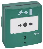 LEGRAND 138023 Kézi jelzésadó vészkijárathoz, zöld RAL 6016, 1 váltóérintkezővel - 5A - 24V=, IP30 - IK07