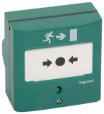 LEGRAND 138048 Kézi jelzésadó vészkijárathoz, zöld RAL 6016, 2 váltóérintkezővel - 5A - 24V=, IP30 - IK07