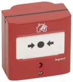 LEGRAND 138068 Kézi jelzésadó tűzérzékelő és tűzjelző rendszerekhez, egyműveletes, piros RAL 3000, 2 váltóérintkezővel - 5A - 24V=, IP30 - IK07