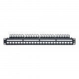 LEGRAND 632850 üres keystone patch panel 1U-19" 24xRJ45 port fogadására fém kábeltartóval LinkeoC