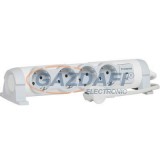 LEGRAND 694507 4x2P+F elosztósor túlfeszültség-levezetővel ellátott, 1,5m vezetékkel, fehér-szürke