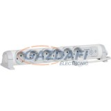 LEGRAND 694509 6x2P+F elosztósor túlfesz-levezetővel, 1,5m vezetékkel, fehér-szürke
