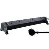 LEGRAND 694513 6x2P+F elosztósor túlfesz-levezetővel, 1,5m vezetékkel, fekete