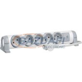 LEGRAND 694531 5x2P+F elosztósor CON, 1,5m vezetékkel, fehér-szürke