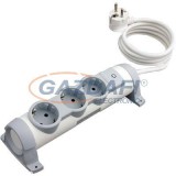 LEGRAND 694535 3x2P+F elosztósor CON, 3m vezetékkel, fehér-szürke