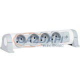 LEGRAND 694536 4x2P+F elosztósor CON, 3m vezetékkel, fehér-szürke