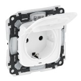 LEGRAND 755204 Valena Allure 2P+F dugalj csatlakozóaljzat biztonsági zsaluval, csapófedéllel, IP44 fehér