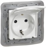 LEGRAND 764532 Niloé 2P+F dugalj csatlakozóaljzat csapófedeles gyermekvédelemmel, fehér