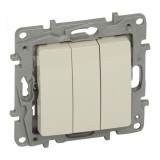 LEGRAND 764603 Niloé hármas egypólusú kapcsoló, 10AX, bézs