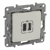 LEGRAND 764697 Niloé kettős USB-A+C töltőaljzat - 3 A - 15 W, bézs