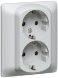 LEGRAND 771033 Galea Life 2x2P+F dugalj csatlakozóaljzat gyermekvédelemmel, rugós, fehér