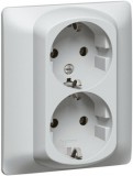 LEGRAND 771331 Galea Life 2x2P+F dugalj csatlakozóaljzat gyermekvédelemmel, csavaros, alumínium