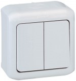 LEGRAND 782361 Forix IP44 falon kívüli kettős váltókapcsoló 10 AX - 250 V~ fehér