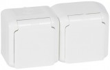 LEGRAND 782374 Forix IP44 fk 2x2P+F földelt dugalj csatlakozóaljzat, 16A, csapófedéllel, gyv, fehér