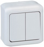 LEGRAND 782381 Forix IP44 falon kívüli kettős váltókapcsoló 10 AX - 250 V~ szürke