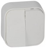 LEGRAND 782402 Forix IP20 falon kívüli kettős egypólusú kapcsoló, 10 AX - 250 V~ fehér