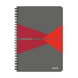 Leitz "Office" 90 lap A5 szürke-piros laminált karton borító vonalas spirálfüzet