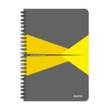 Leitz "Office" 90 lap A5 szürke-sárga laminált karton borító vonalas spirálfüzet
