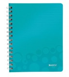 LEITZ Spirálfüzet, A5, vonalas, 80 lap, LEITZ "Wow", jégkék