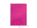 Leitz "Wow" 80 lap, A4 kockás spirálfüzet, rózsaszín