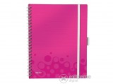 Leitz "Wow Active" 80 lap, A4 vonalas spirálfüzet, rózsaszín